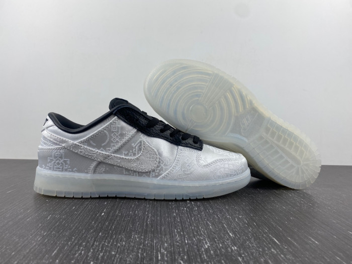 CLOT x fragment x Nike Dunk Low Colorway: White/Black  FN0315-110