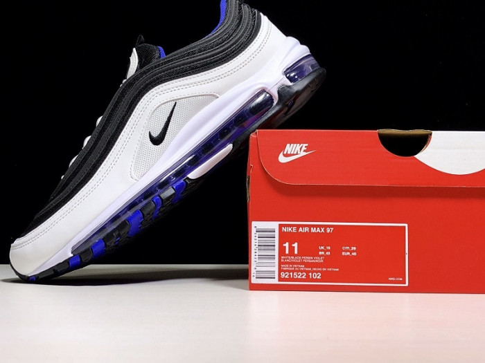 NIKE MENS AIR MAX 97 WHITE/BLACK-PERSIN VIOLET 921522-102